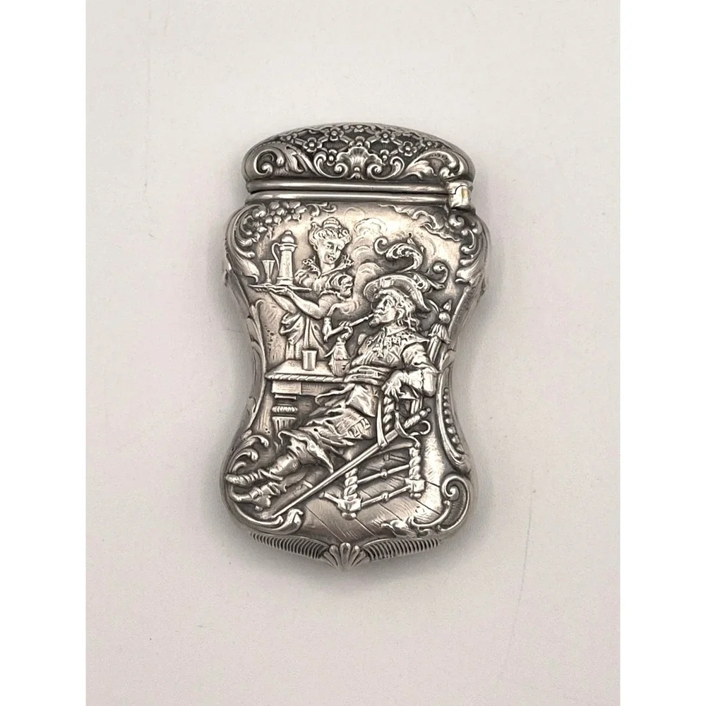 Antique R Wallace & Sons Sterling Silver Match Safe #418 w/ Original Fitted Box